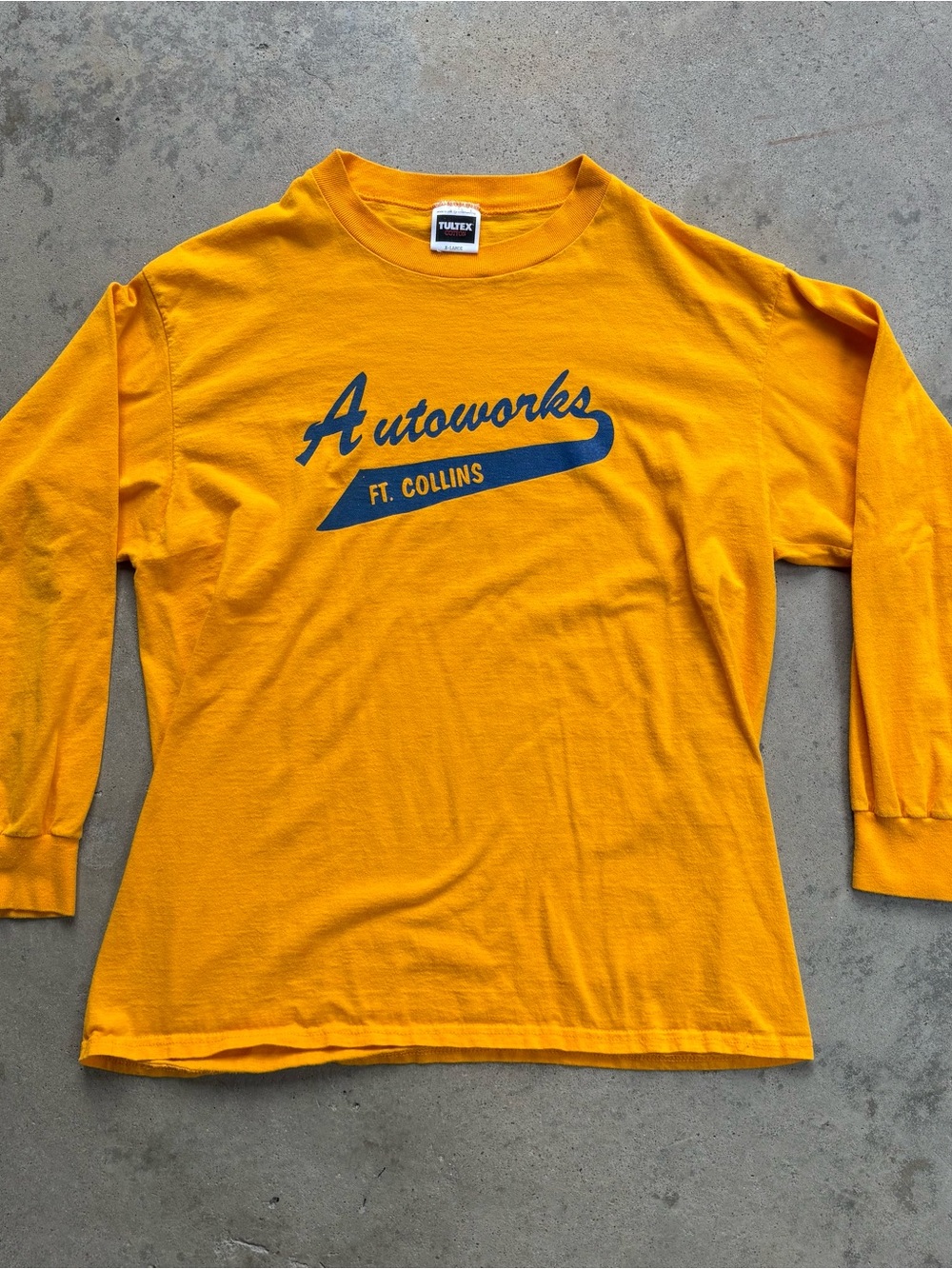 Vintage Autoworks Fort Collins Long Sleeve Shirt TULTEX Men's XL Yellow USA